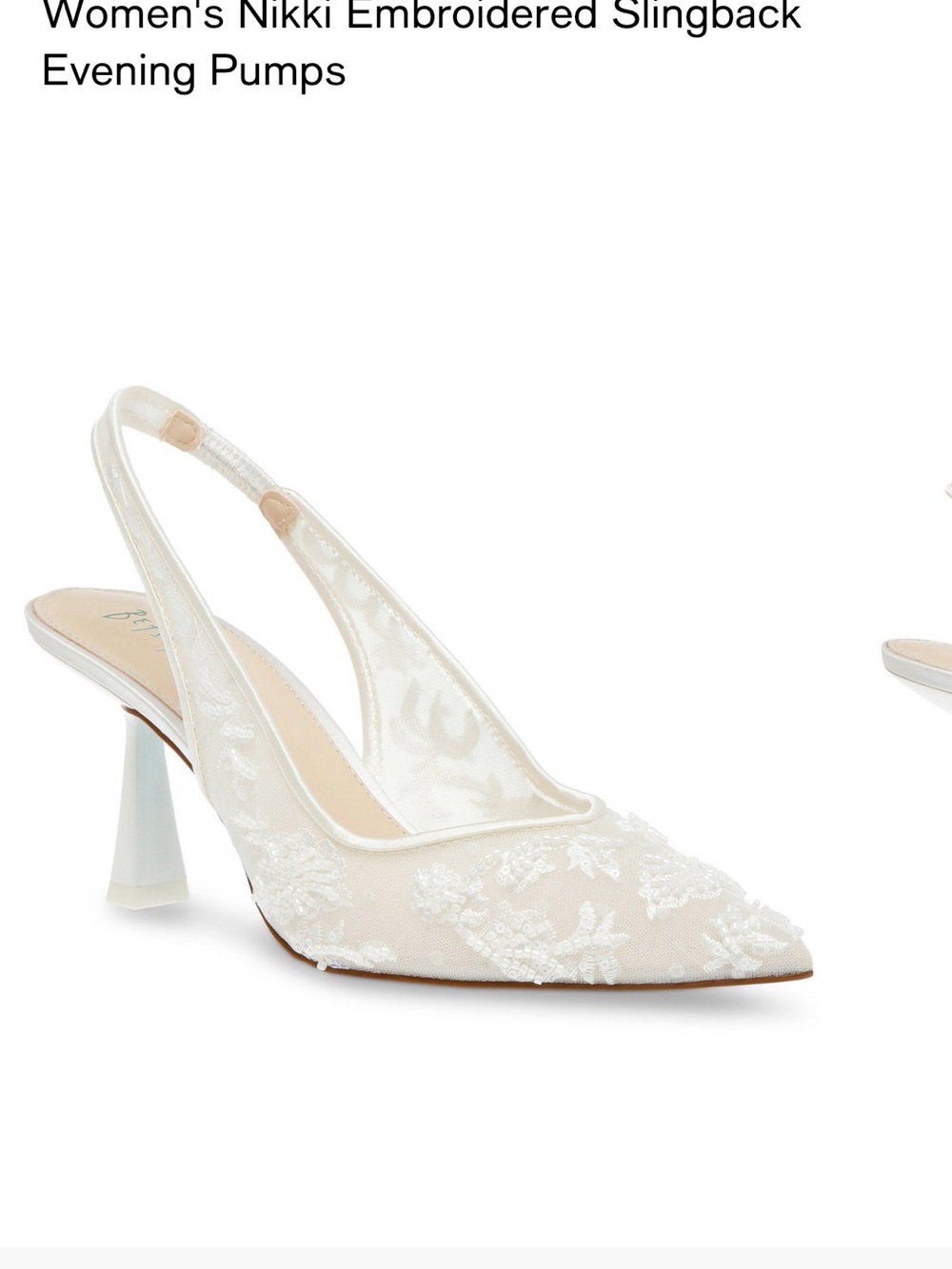 Embroidered Slingback Evening Pump in Ivory